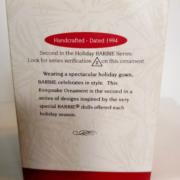 Hallmark Keepsake Ornament BARBIE Collectors Series 1994 QX5216 In box Gold - Picture 7 of 8